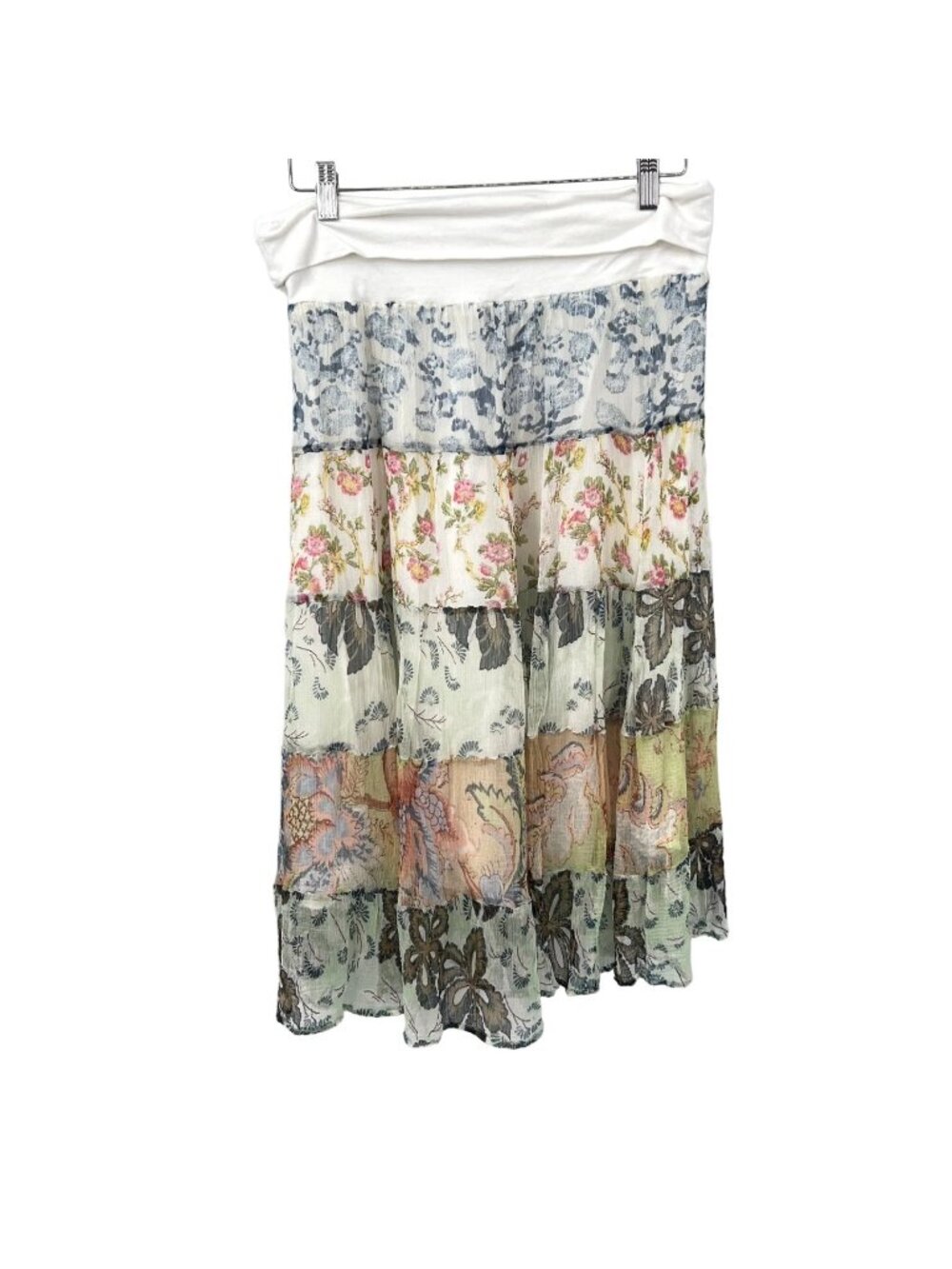 Marvie Folded Waist Tiered Floral Skirt